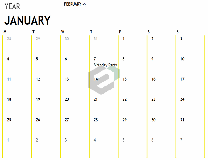 12 Month Calendar excel template feature image