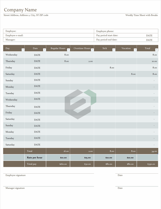 Biweekly time sheet excel template feature image