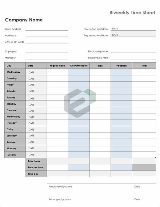Biweekly timesheet with sick leave and vacation excel template feature image