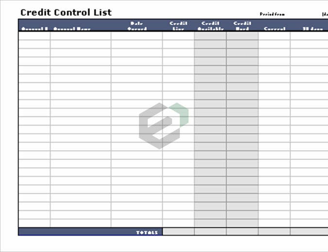 Credit control list with aging feature image