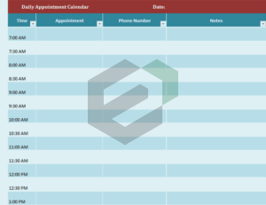 Daily Appointment Calendar Feature Image excel template