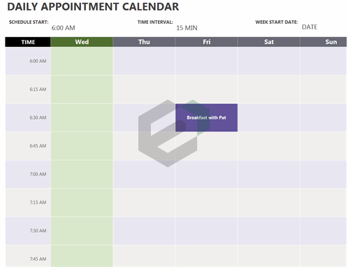 Daily Appointment Calendar excel template feature image