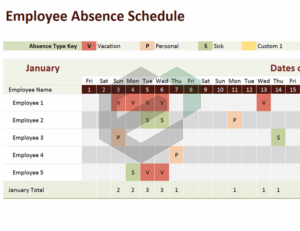 Employee absence schedule excel template feature image