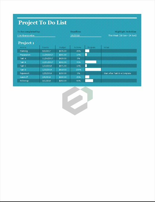 Project to do list excel template feature image