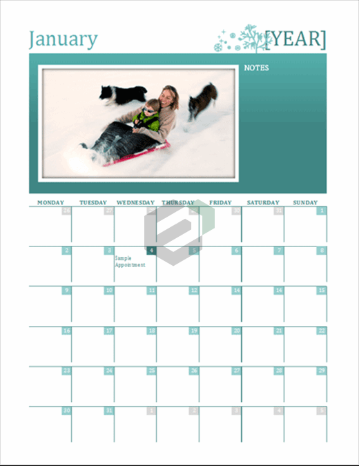 Seasonal Family Calendar excel template feature image