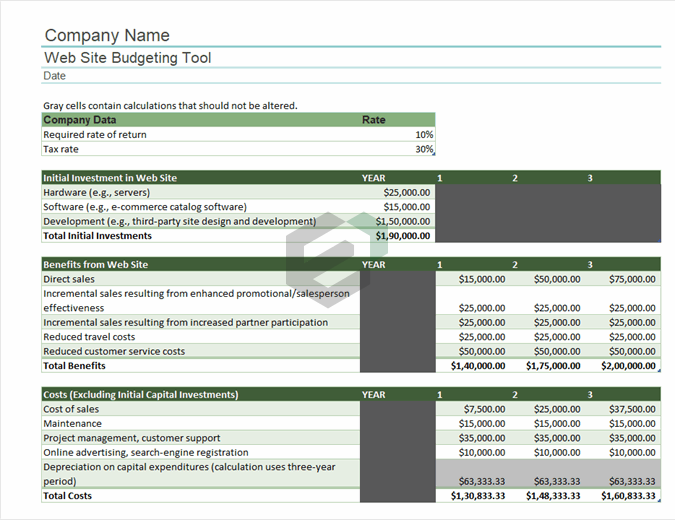 Download Free Excel Template Website Budget Sheet ExcelDownloads