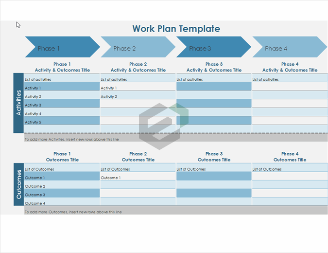 Work Plan Timeline excel template feature image