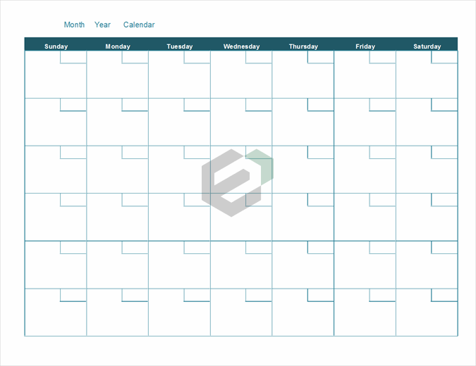 Printable Monthly Blank Calendar Template Calendar Printable