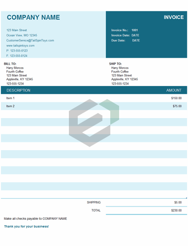 Basic invoice excel template feature image