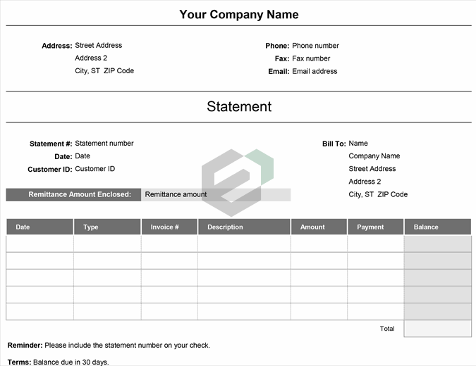 Billing statement (Simple) excel template feature image