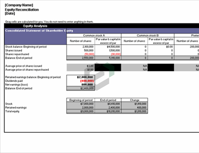 Equity reconciliation report excel template feature image