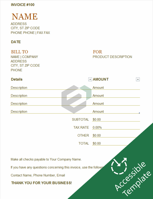 Invoice accessibility guide excel template feature image