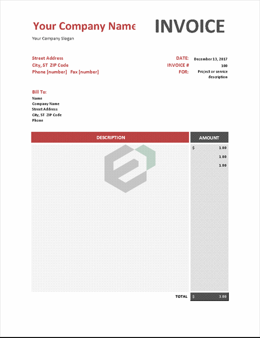 Invoice that calculates total excel template feature image