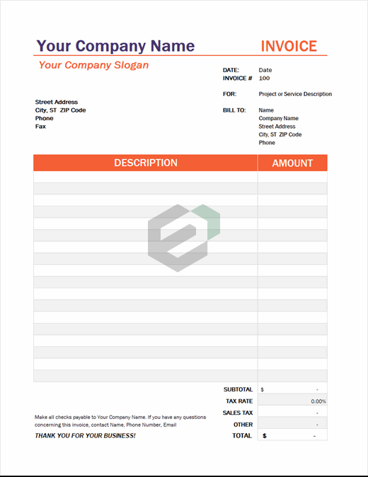 Invoice with tax calculation excel template feature image