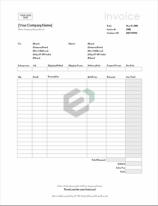 Sales invoice (Simple Lines design) excel template feature image
