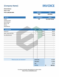 Download Free Excel Template for Simple Service Invoice