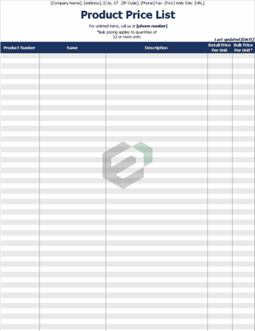Product price list excel template feature image