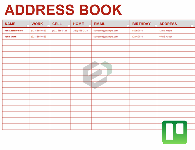 Address Book Free Excel Templates and Dashboards