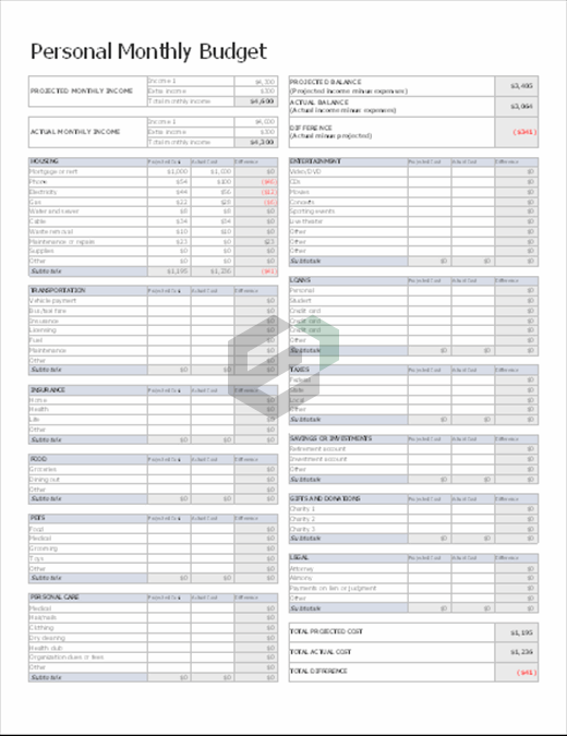 excel template budget planner