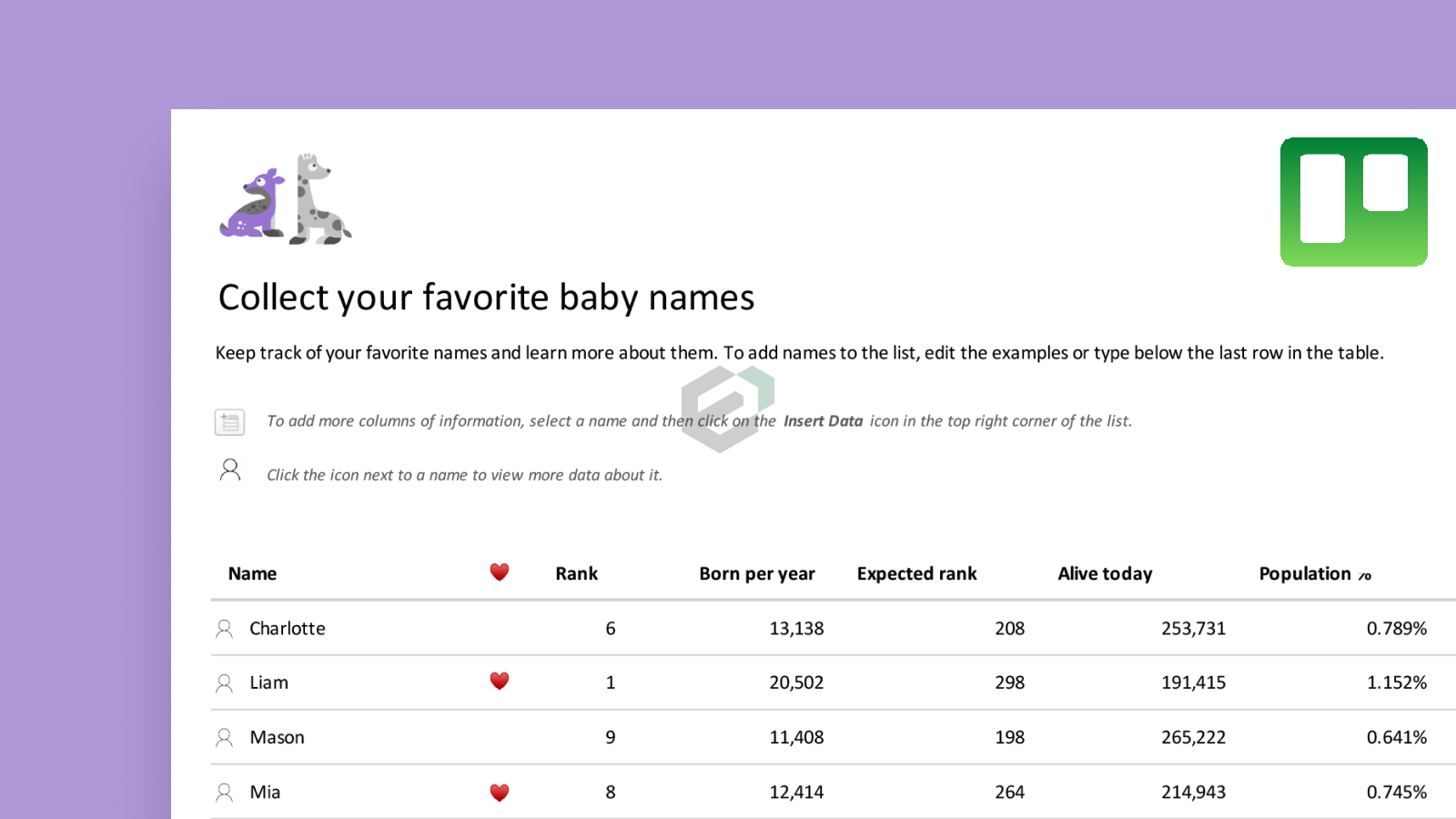 Baby Name Finder Excel Template_ExcelDownloads