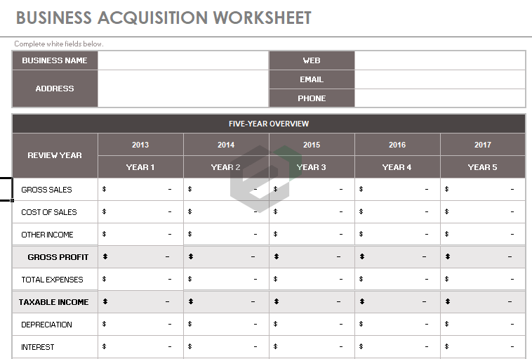 Business acquisition worksheet feature image