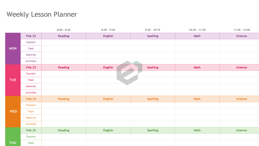 Weekly Lesson Planner Excel Template Feature Image