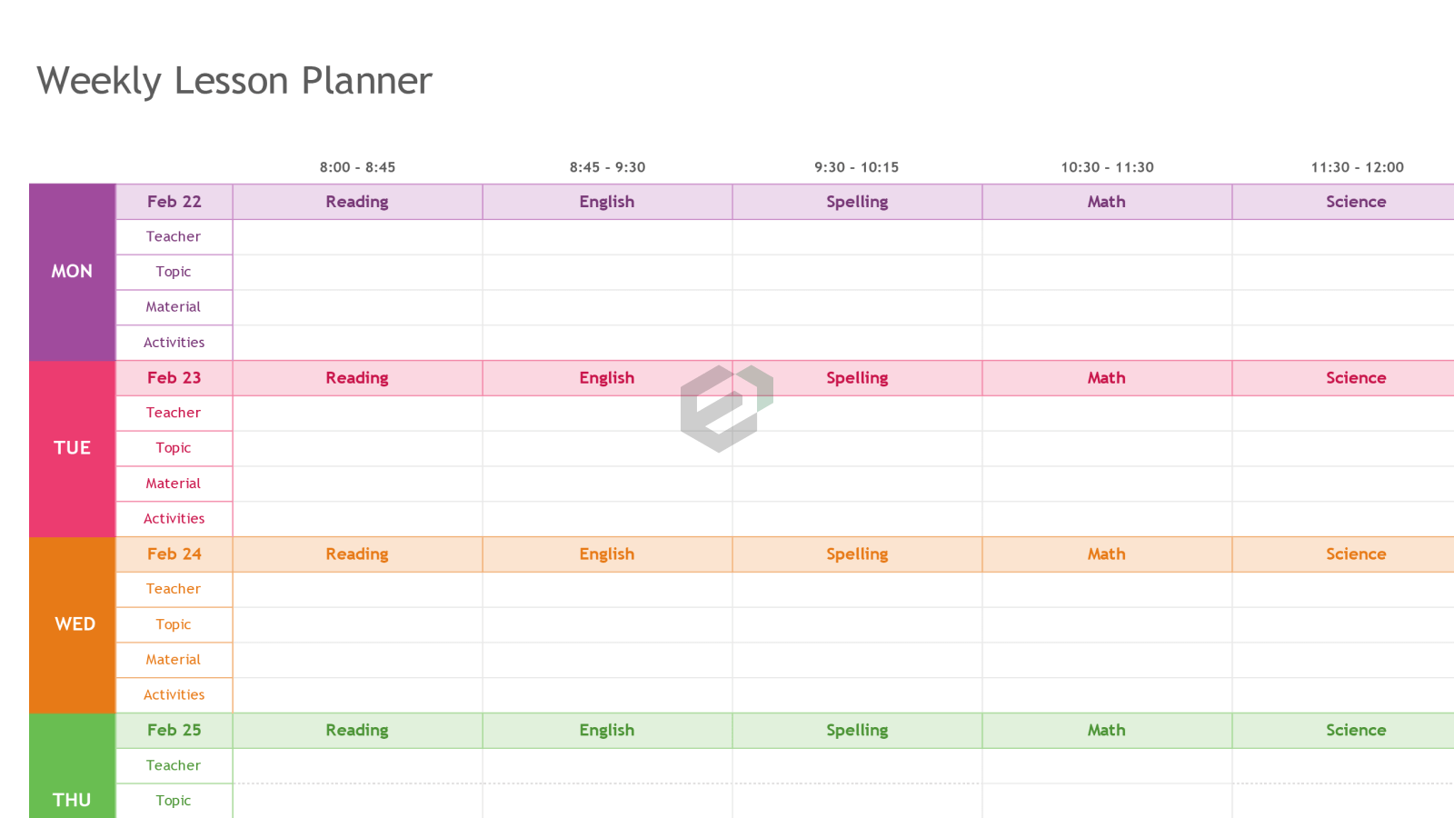 Weekly Lesson Planner Excel Template Feature Image