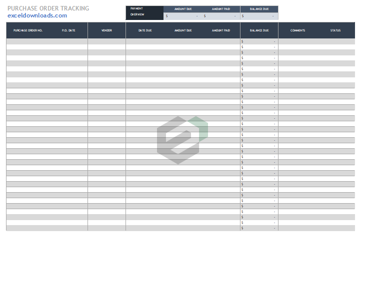 Purchase Order Tracking Free Excel Templates And Dashboards