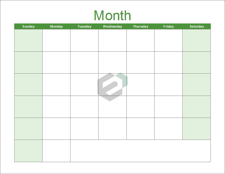 Printable Blank Calendar Free Excel Calendar Templates