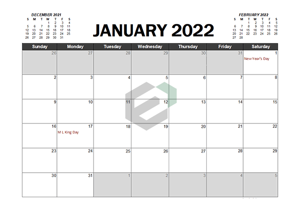 Feature Image for 2022 Calendar Template