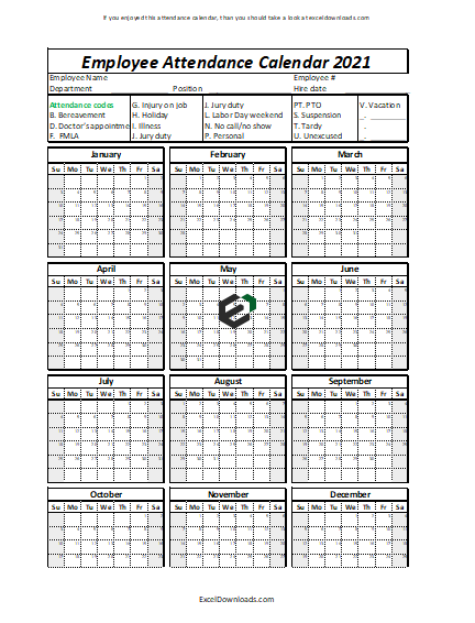 employee-attendance-calendar-2021-feature image