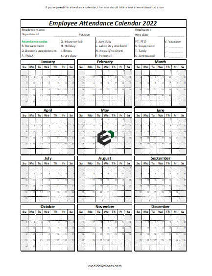 employee-attendance-calendar 2022 feature image