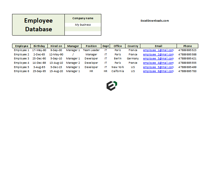 employee-database-template excel downloads feature image