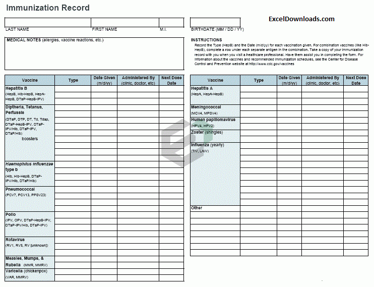 immunization-record-excel template-pdf-feature image