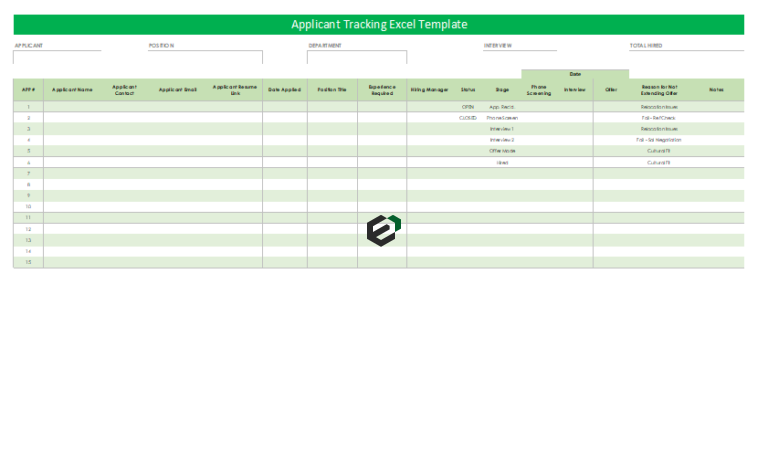 Applicant Tracking template in Excel by ExcelDownloads.com Feature Image