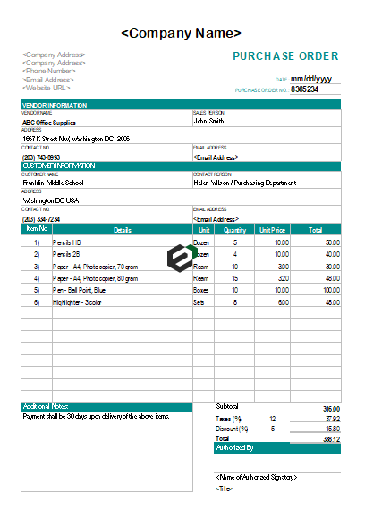 Basic Purchase Order Format Feature Image