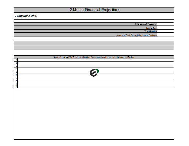 12 Month Financial Projection Template in Excel by ExcelDownloads Feature Image
