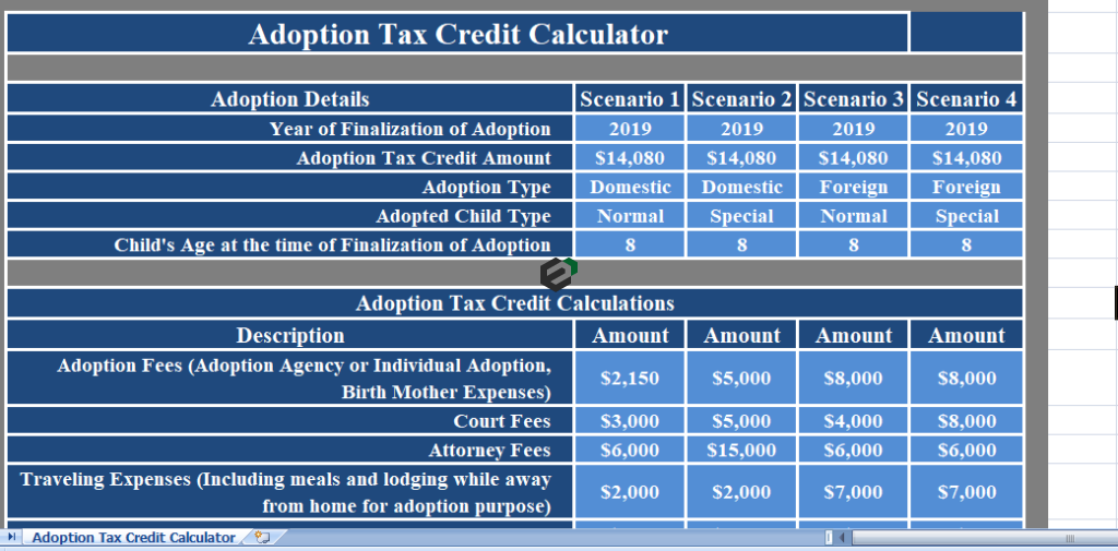 Adoption Tax Credit Calculator in Excel Feature Image