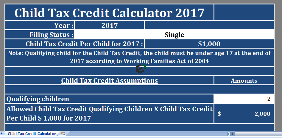 Child Tax Credit Calculator in excel by exceldownloads.com feature image