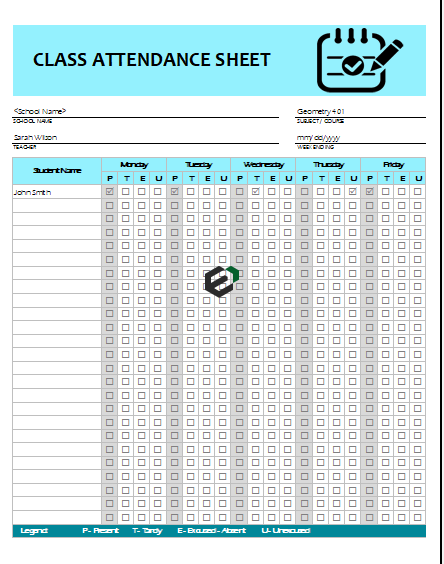 Class Attendance Sheet Template By ExcelDownloads Feature Image