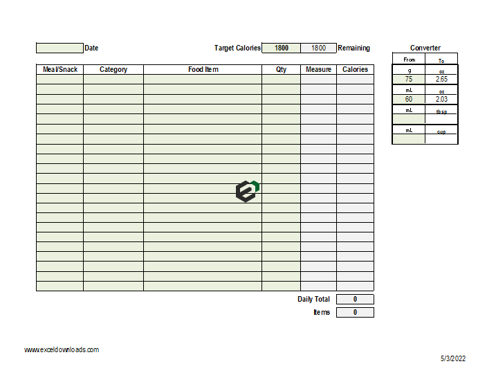 Excel Food Calorie Counter Template Feature Image