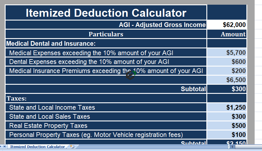 Itemized Deduction Calculator in Excel Feature Image