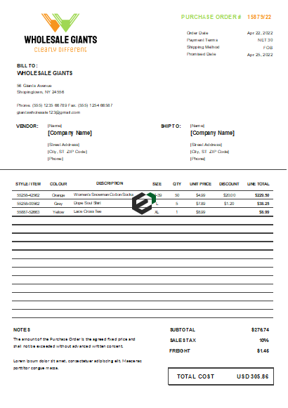 Wholesale Purchase Order Template feature image