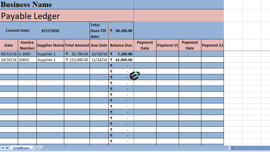 ledger excel template