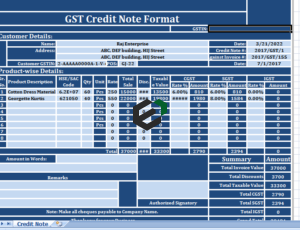 Credit Note Format Under Gst In Excel Excel Templates