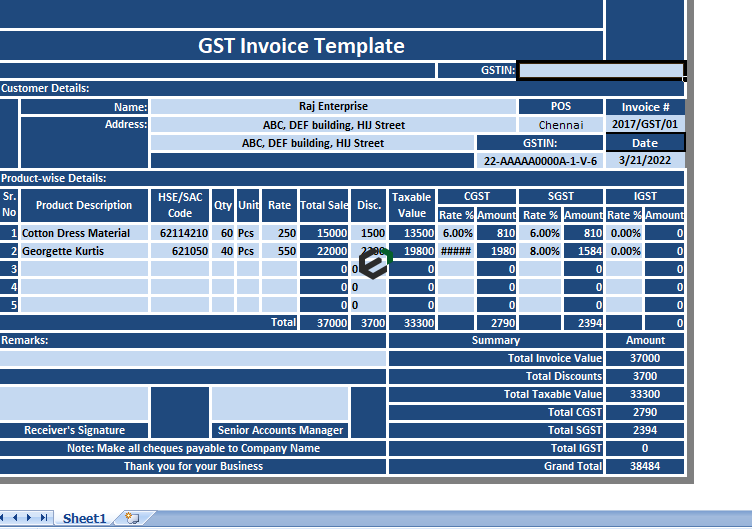 Download Free GST Invoice Format In Excel