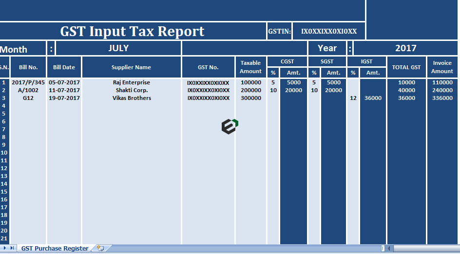 GST Purchase Register Format in Excel by Exceldownloads.com Feature Image