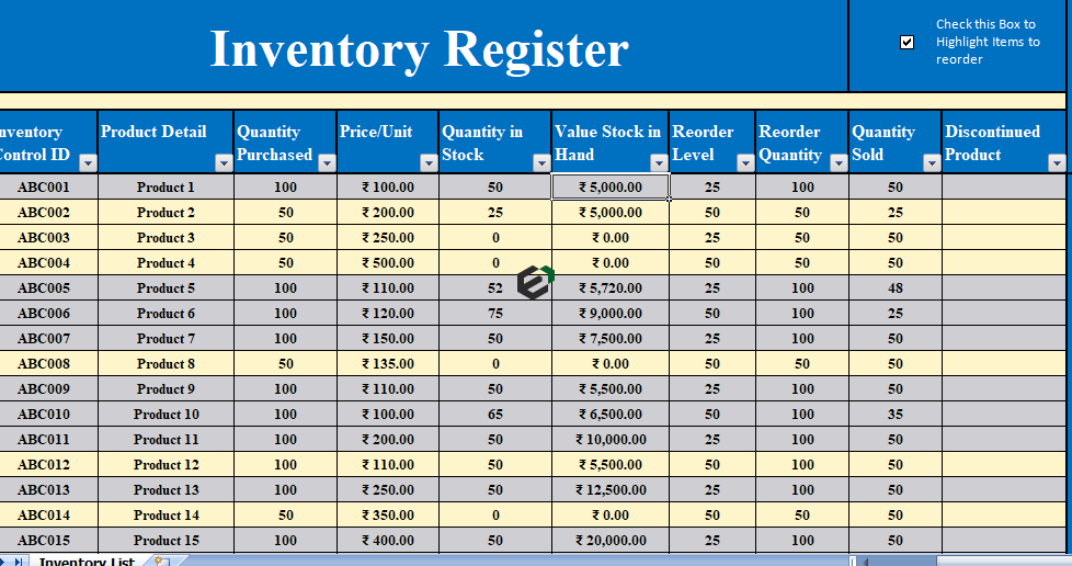 How To Use Excel For Stock Control