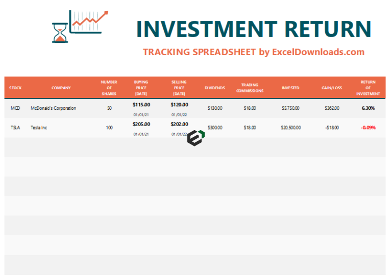 Best [Freely Downloadable] Investment Return Tracking in Excel