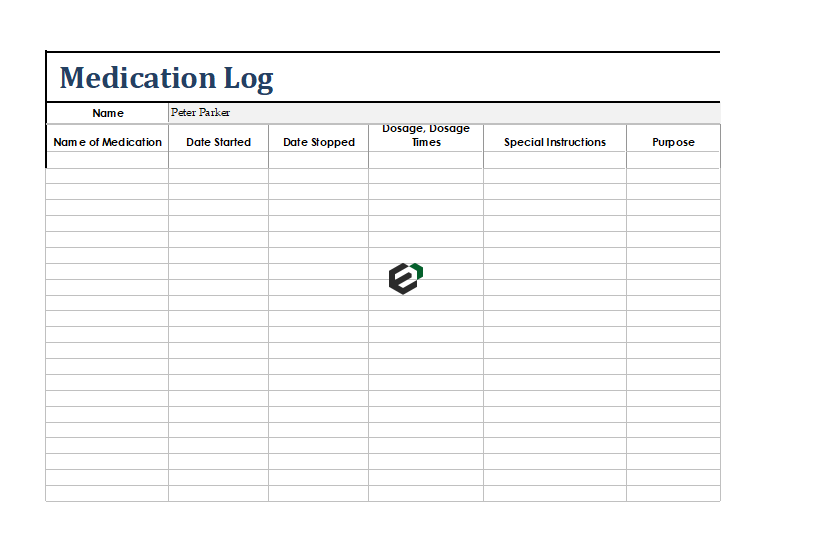 Free Medication Log Format For Tracking Medicines And Prescriptions